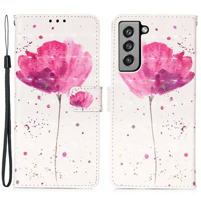 Folio-hoesje Samsung Galaxy S21 Fe Telefoonhoesje Poppy Aquarel