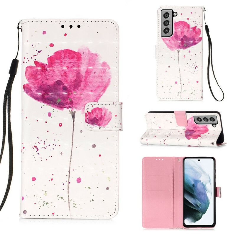 Folio-hoesje Samsung Galaxy S21 Fe Telefoonhoesje Poppy Aquarel