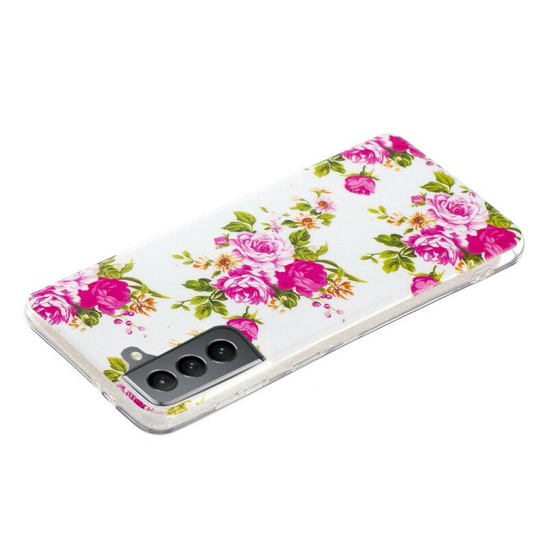 Hoesje Samsung Galaxy S21 Fe Fluorescerende Liberty-bloemen Bescherming Hoesje