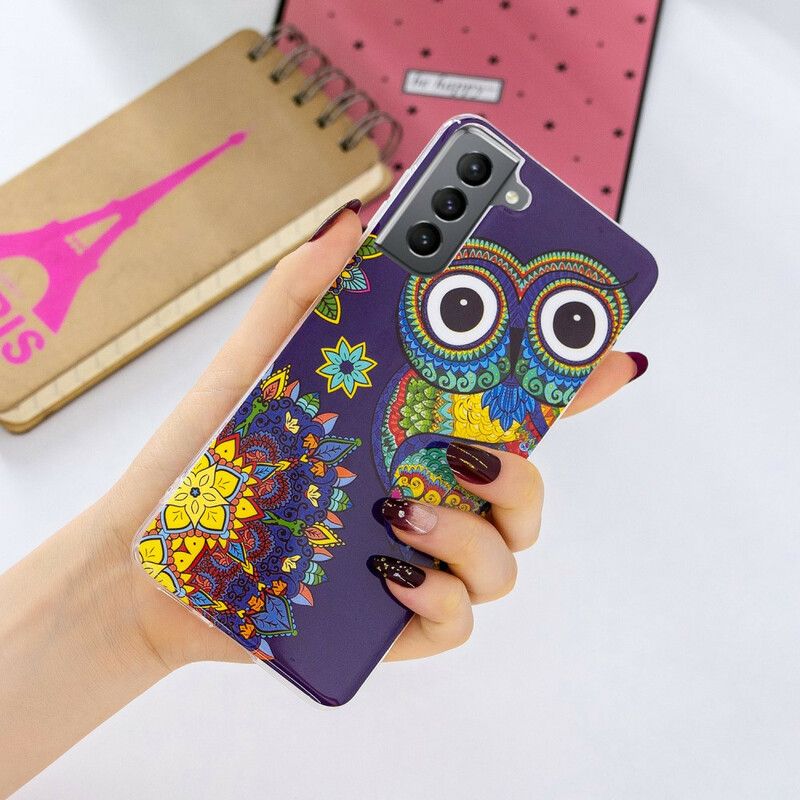 Hoesje Samsung Galaxy S21 Fe Fluorescerende Mandala Uil Bescherming Hoesje