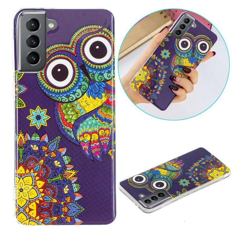 Hoesje Samsung Galaxy S21 Fe Fluorescerende Mandala Uil Bescherming Hoesje