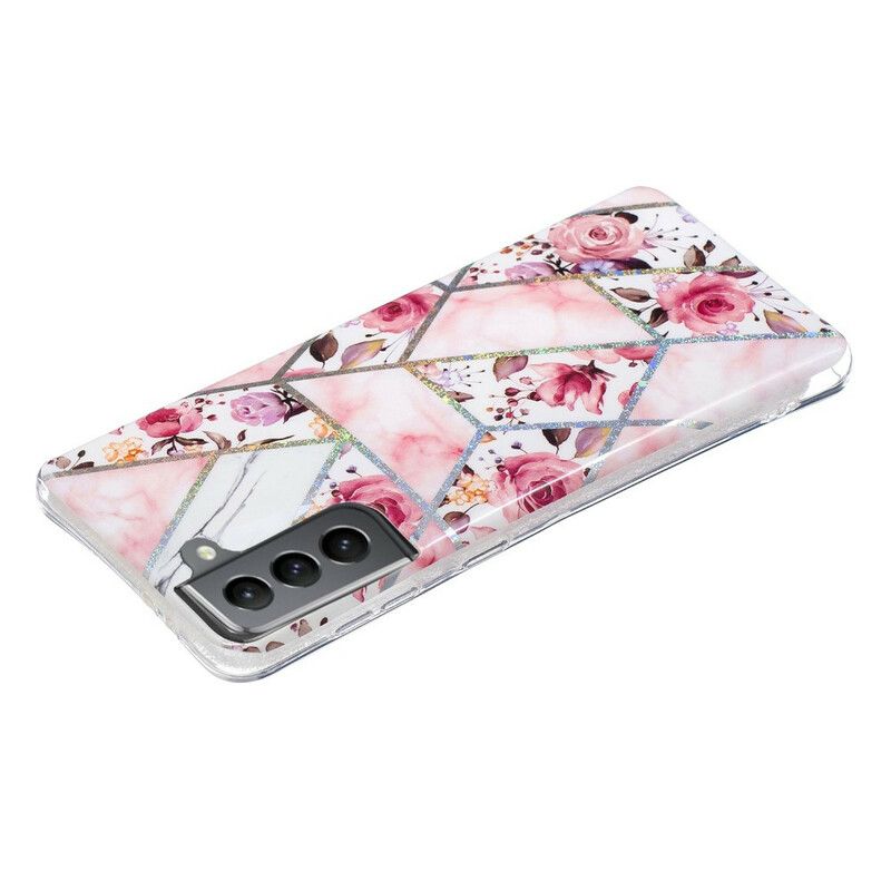 Hoesje Samsung Galaxy S21 Fe Gemarmerde Bloemen