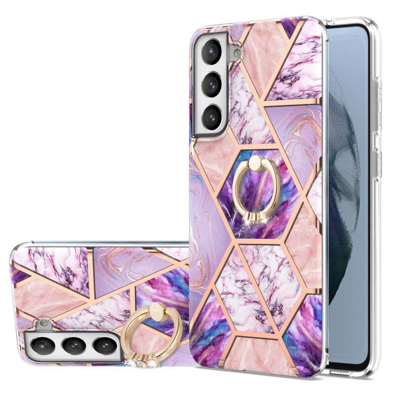 Hoesje Samsung Galaxy S21 Fe Geometrisch Marmer Met Steunring