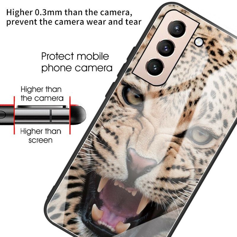 Hoesje Samsung Galaxy S21 Fe Leopard Gehard Glas Bescherming Hoesje