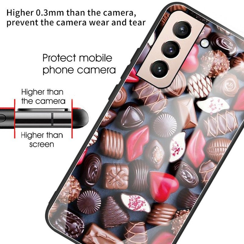 Hoesje Voor Samsung Galaxy S21 Fe Chocolade Gehard Glas