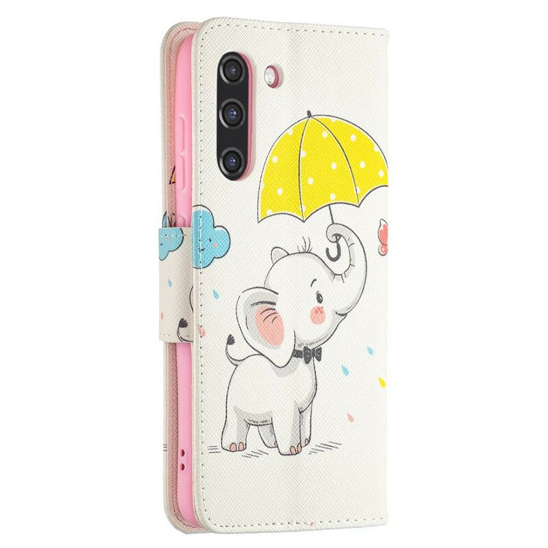 Leren Hoesje Samsung Galaxy S21 Fe Baby Olifant Bescherming Hoesje