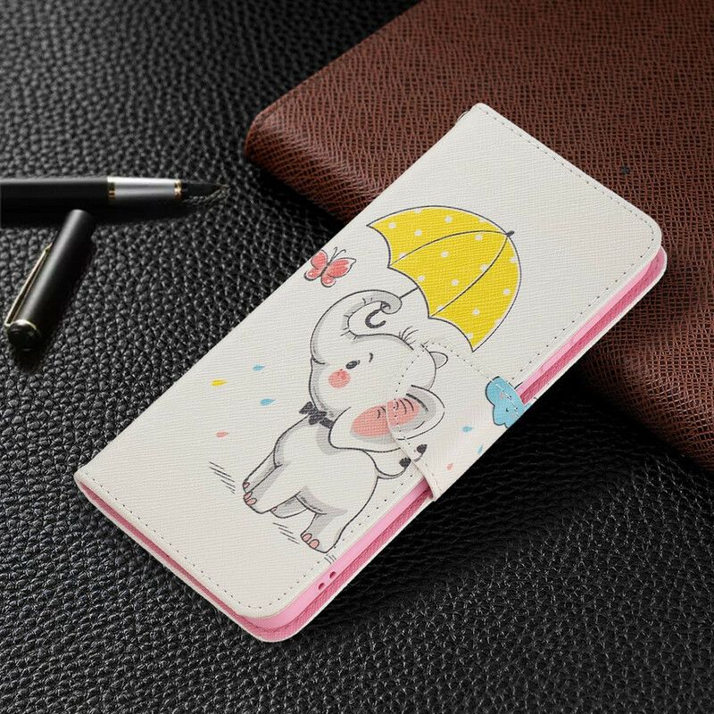 Leren Hoesje Samsung Galaxy S21 Fe Baby Olifant Bescherming Hoesje