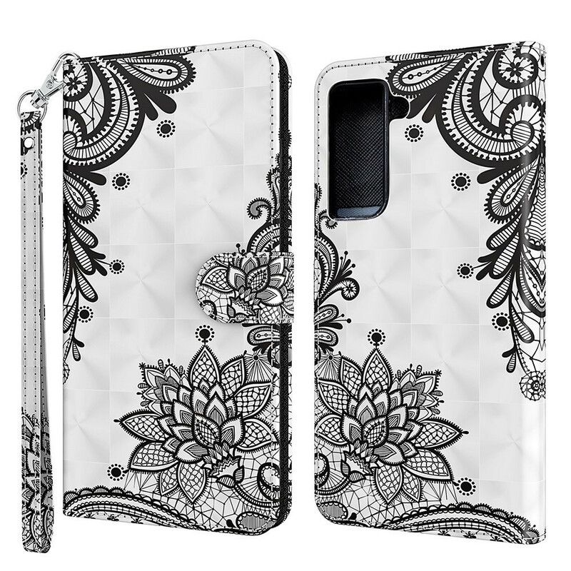 Leren Hoesje Samsung Galaxy S21 Fe Chique Kant Bescherming Hoesje