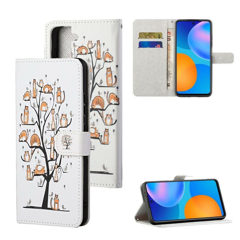 Leren Hoesje Samsung Galaxy S21 Fe Funky Cats Strappy Bescherming Hoesje