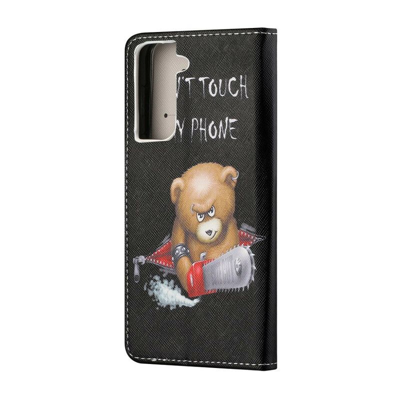 Leren Hoesje Samsung Galaxy S21 Fe Gevaarlijke Beer Bescherming Hoesje