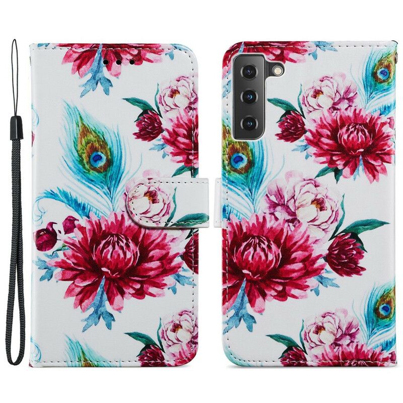 Leren Hoesje Samsung Galaxy S21 Fe Intense Bloemen