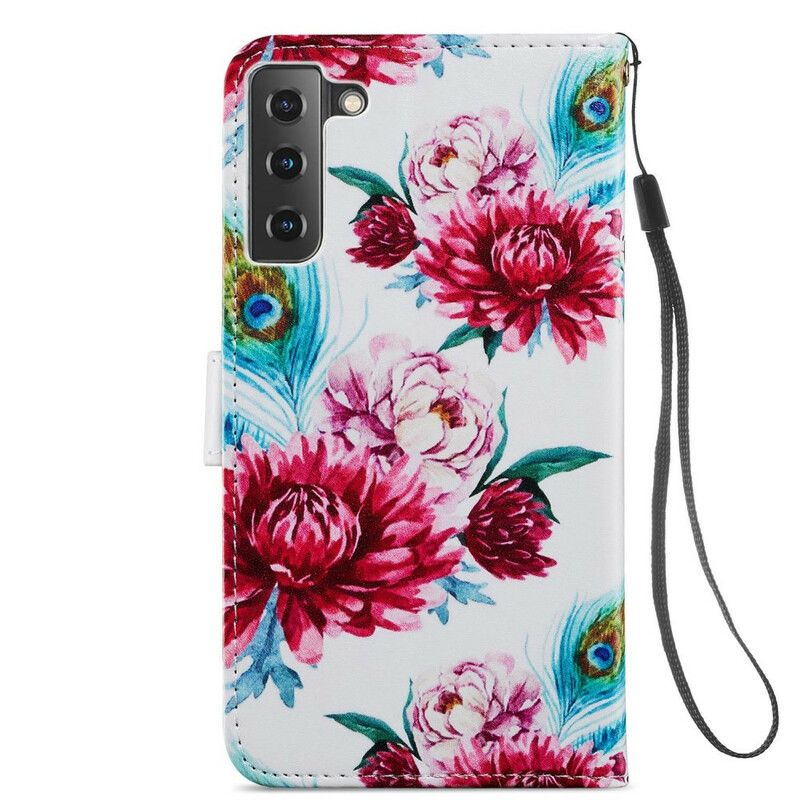 Leren Hoesje Samsung Galaxy S21 Fe Intense Bloemen