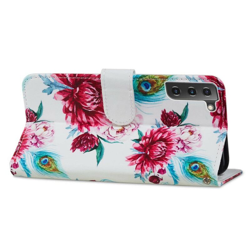 Leren Hoesje Samsung Galaxy S21 Fe Intense Bloemen