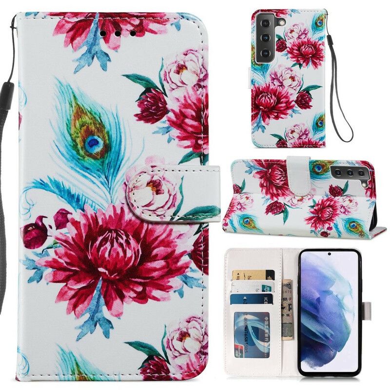 Leren Hoesje Samsung Galaxy S21 Fe Intense Bloemen