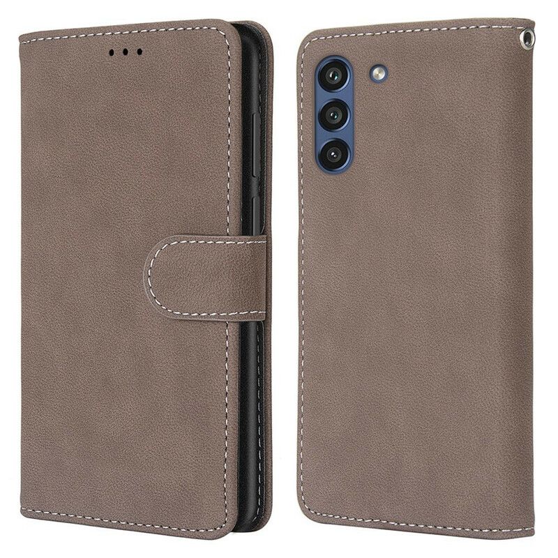 Leren Hoesje Samsung Galaxy S21 Fe Lederen Stijl Vintage Couture Bescherming Hoesje