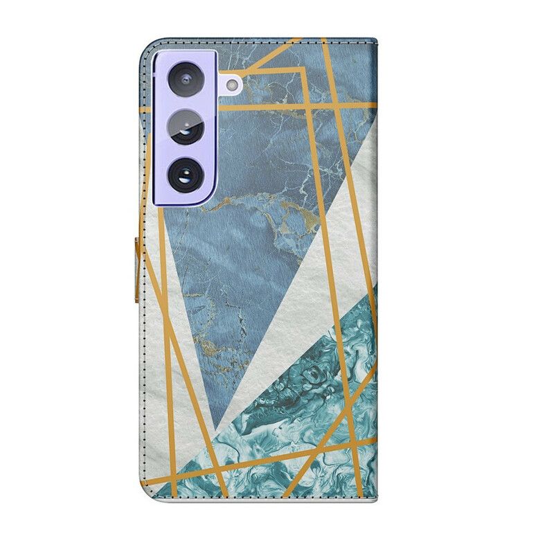 Leren Hoesje Samsung Galaxy S21 Fe Marmer Design Strappy Bescherming Hoesje