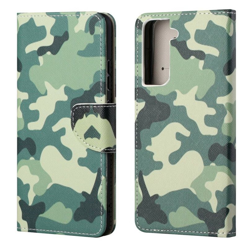 Leren Hoesje Samsung Galaxy S21 Fe Militaire Camouflage