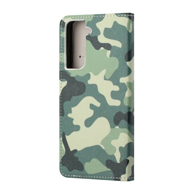 Leren Hoesje Samsung Galaxy S21 Fe Militaire Camouflage