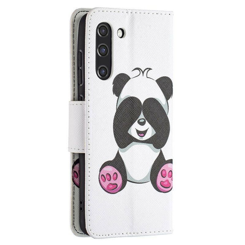 Leren Hoesje Samsung Galaxy S21 Fe Panda Plezier Bescherming Hoesje