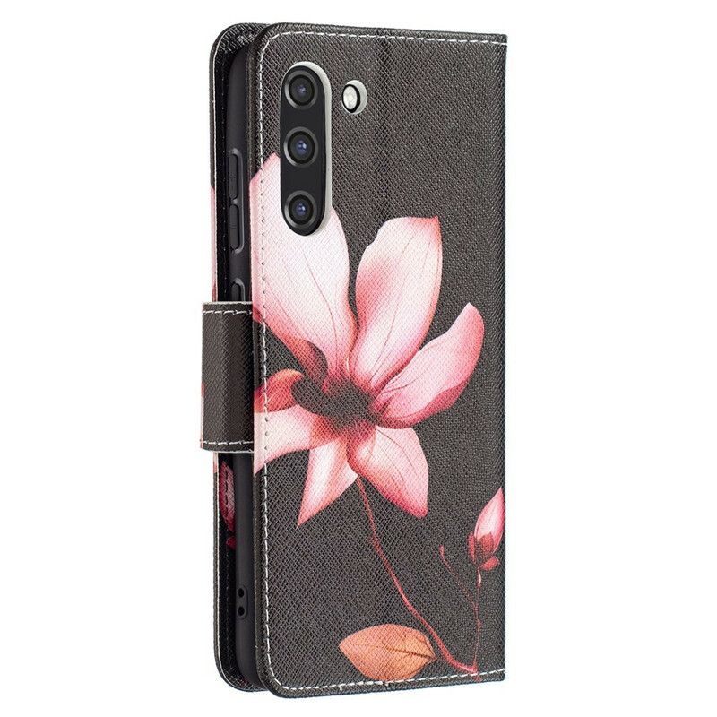 Leren Hoesje Samsung Galaxy S21 Fe Roze Bloem Bescherming Hoesje