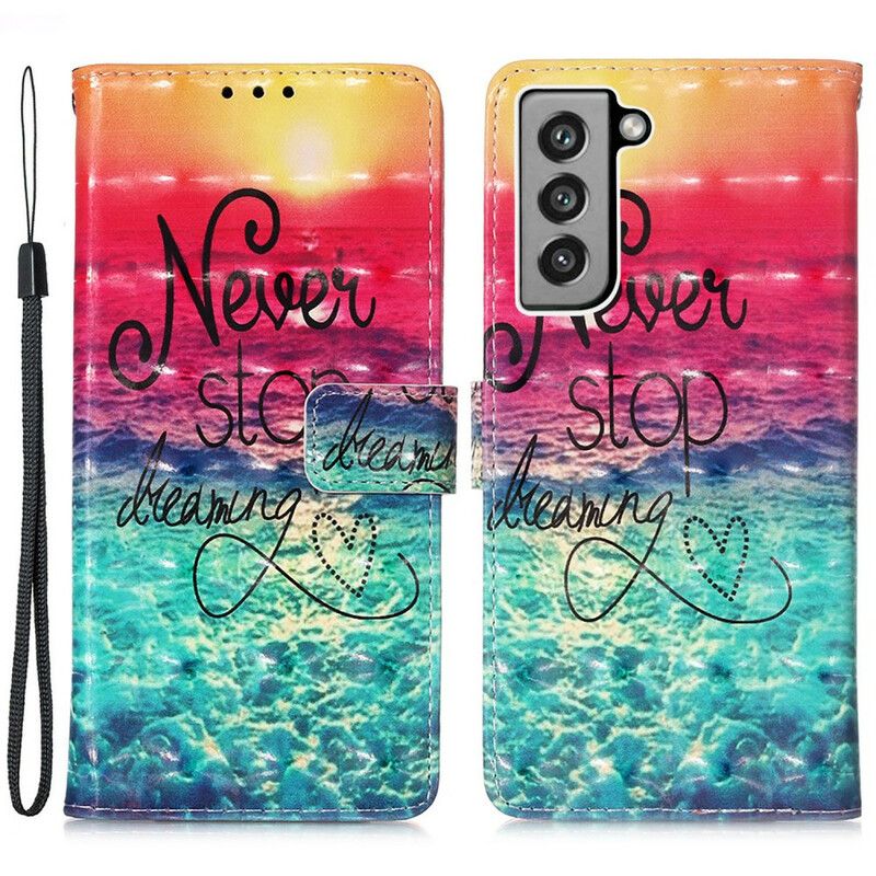 Leren Hoesje Samsung Galaxy S21 Fe Stop Nooit Met Dromen Bescherming Hoesje