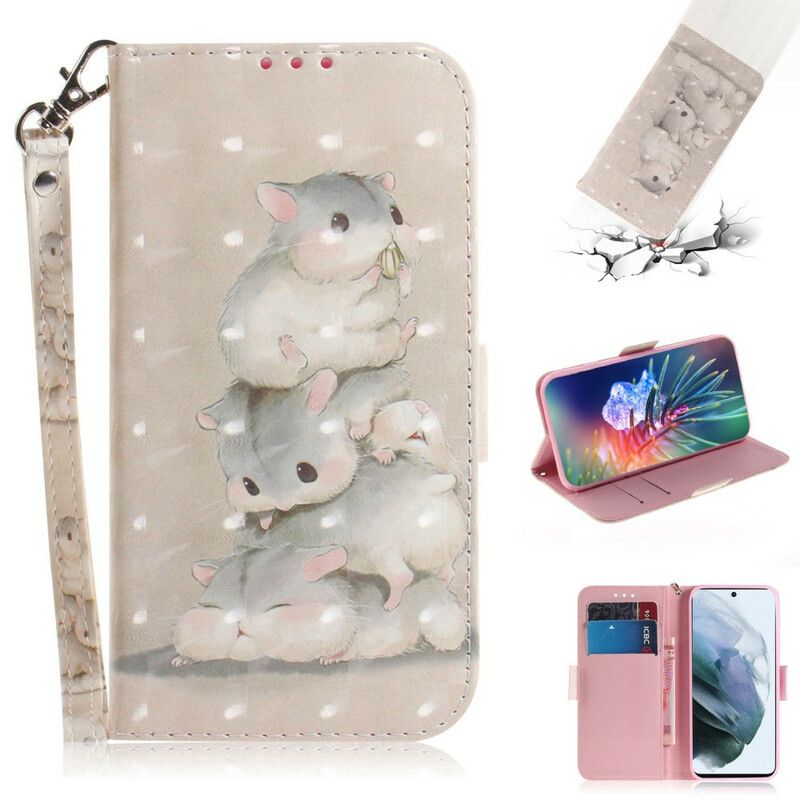 Leren Hoesje Samsung Galaxy S21 Fe String Hamsters