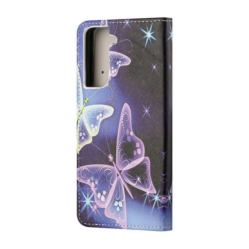 Leren Hoesje Samsung Galaxy S21 Fe Vlinders Bescherming Hoesje