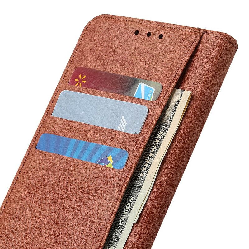 Leren Hoesje Voor Samsung Galaxy S21 Fe Eenvoudig Litchi Kunstleer