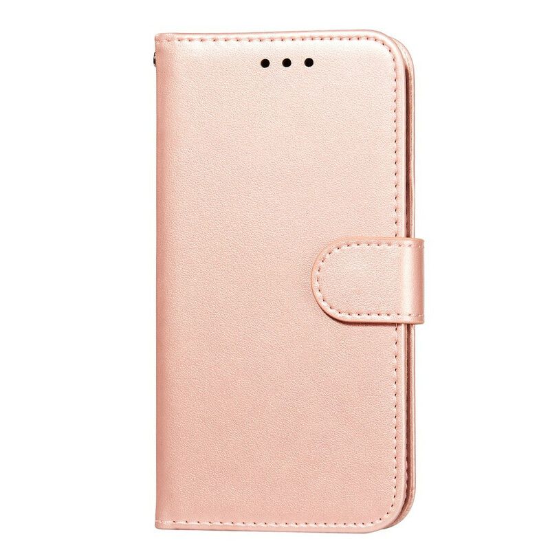 Leren Hoesje Voor Samsung Galaxy S21 Fe Effen Kleur Serie Strappy