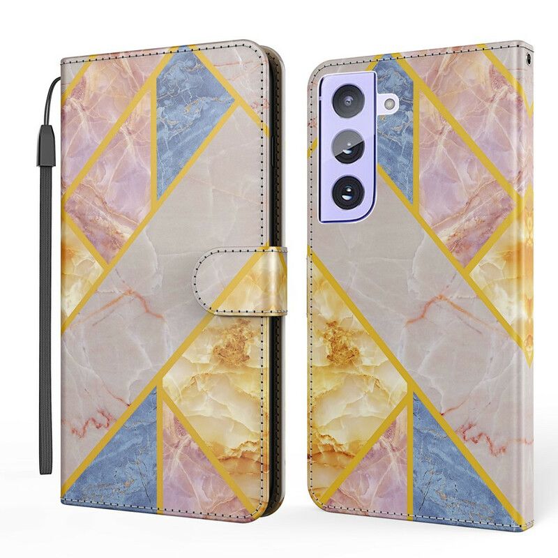 Leren Hoesje Voor Samsung Galaxy S21 Fe Geometrisch Marmer