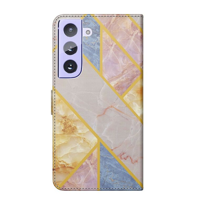 Leren Hoesje Voor Samsung Galaxy S21 Fe Geometrisch Marmer