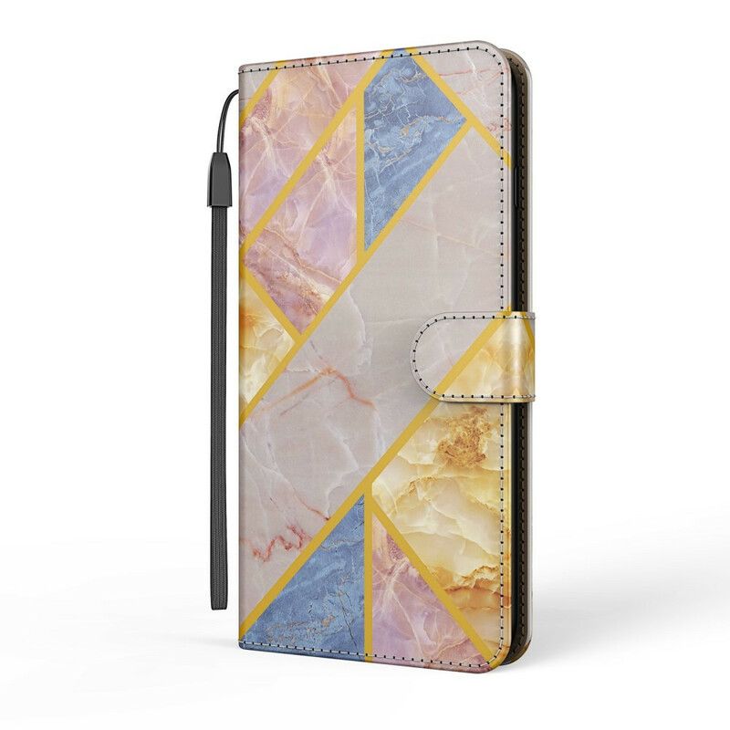 Leren Hoesje Voor Samsung Galaxy S21 Fe Geometrisch Marmer