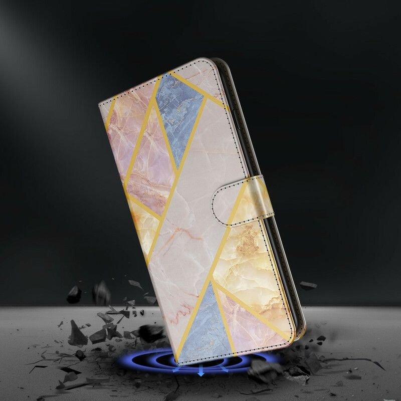 Leren Hoesje Voor Samsung Galaxy S21 Fe Geometrisch Marmer