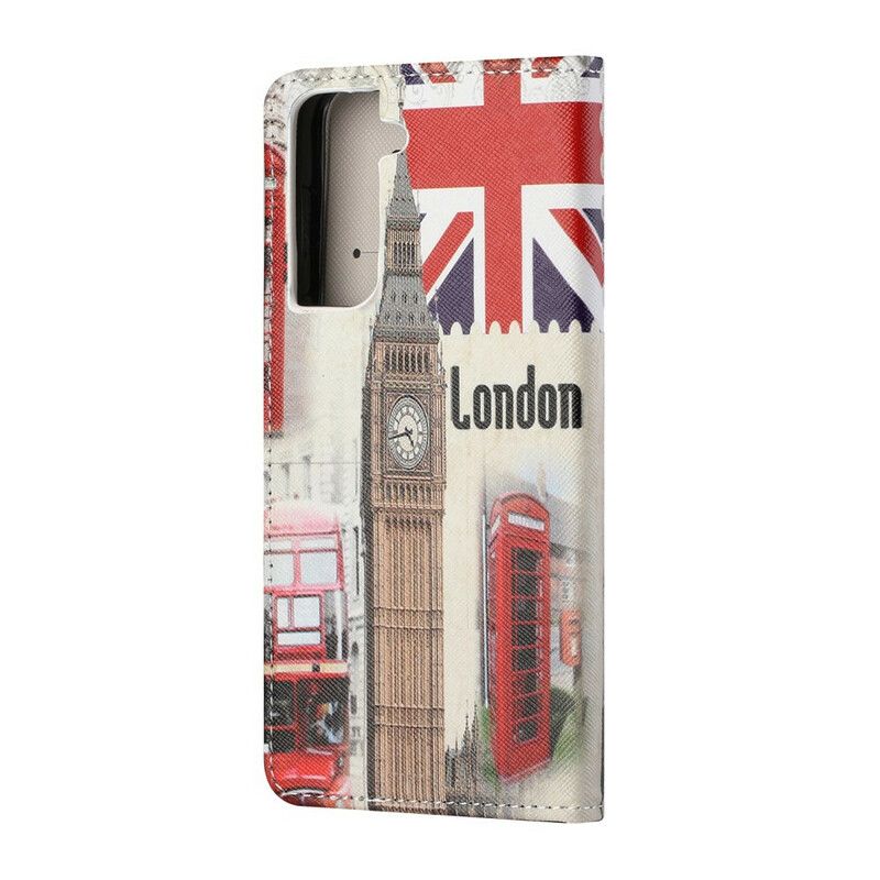 Leren Hoesje Voor Samsung Galaxy S21 Fe Londen Leven