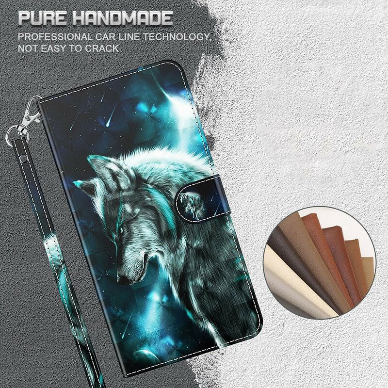 Leren Hoesje Voor Samsung Galaxy S21 Fe Majestueuze Wolf