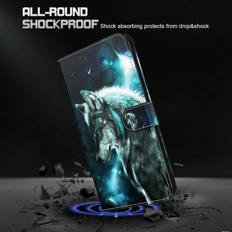 Leren Hoesje Voor Samsung Galaxy S21 Fe Majestueuze Wolf