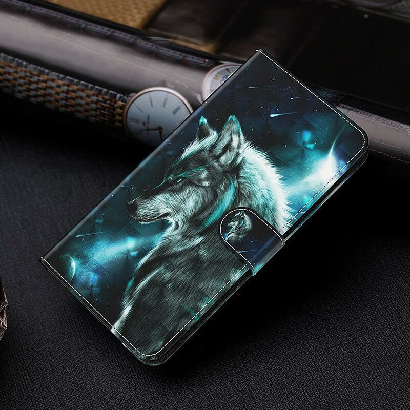 Leren Hoesje Voor Samsung Galaxy S21 Fe Majestueuze Wolf