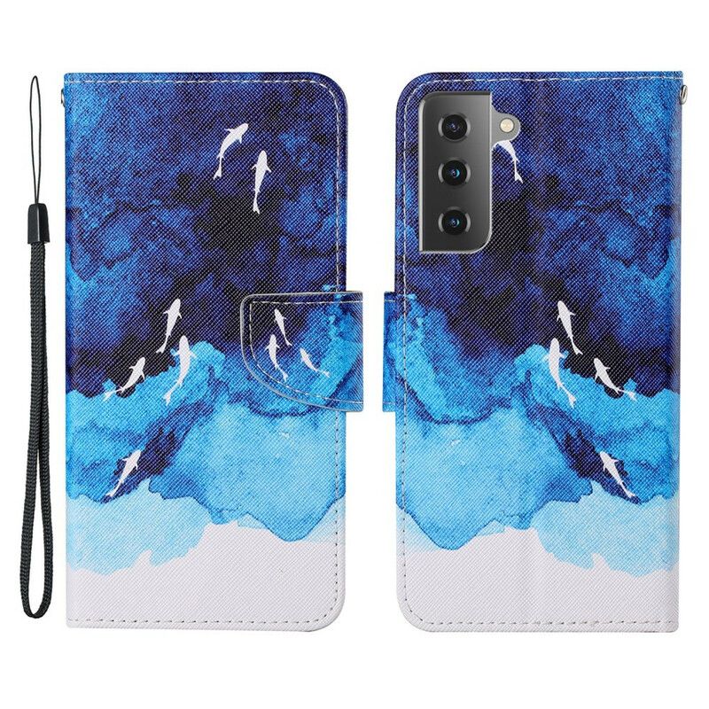 Leren Hoesje Voor Samsung Galaxy S21 Fe Zee Met Lanyard