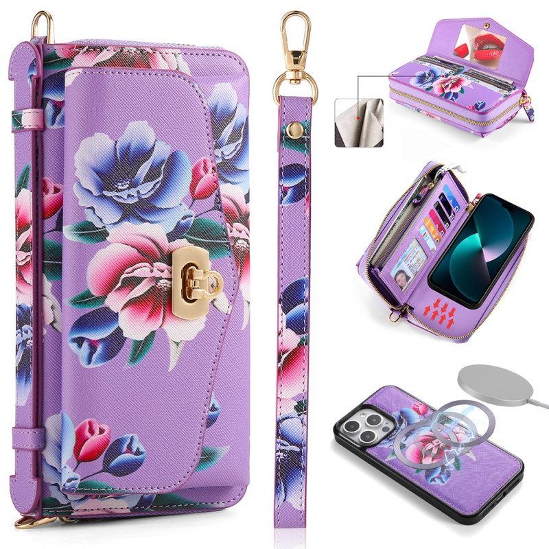 Hoesje Leren Hoesje voor iPhone 15 Pro Max Compleet Accessoire Met Afneembare Schaal