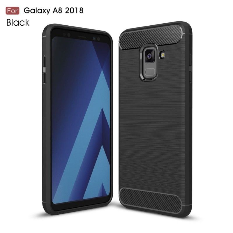 Hoesje Samsung Galaxy A8 Rood Zwart Geborsteld Koolstofvezel