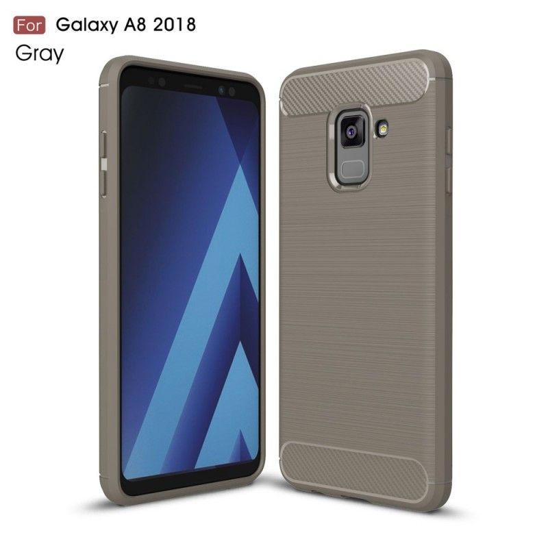 Hoesje Samsung Galaxy A8 Rood Zwart Geborsteld Koolstofvezel