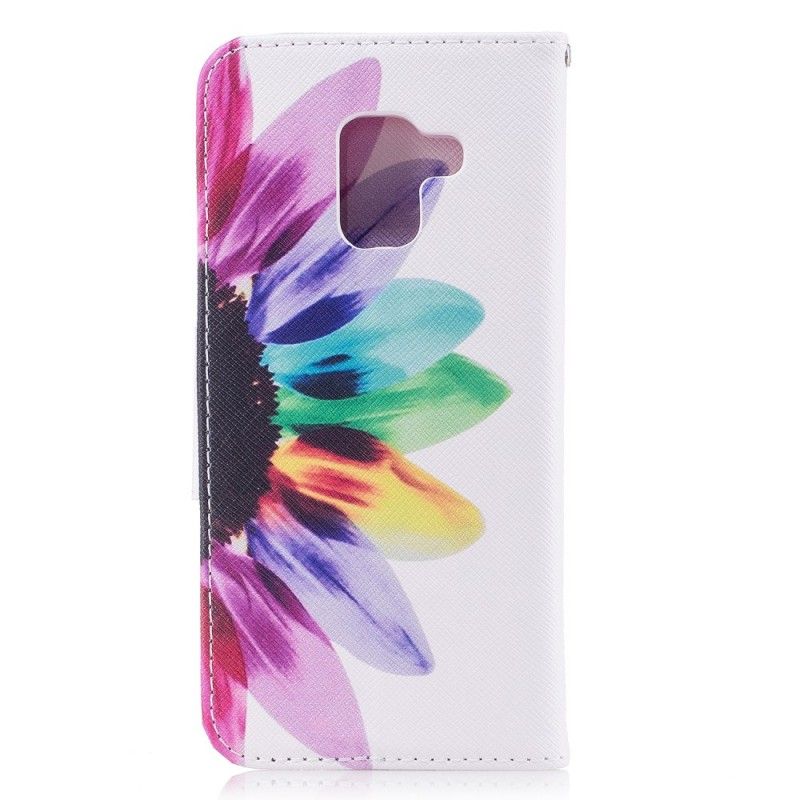 Leren Hoesje Samsung Galaxy A8 Aquarelbloem