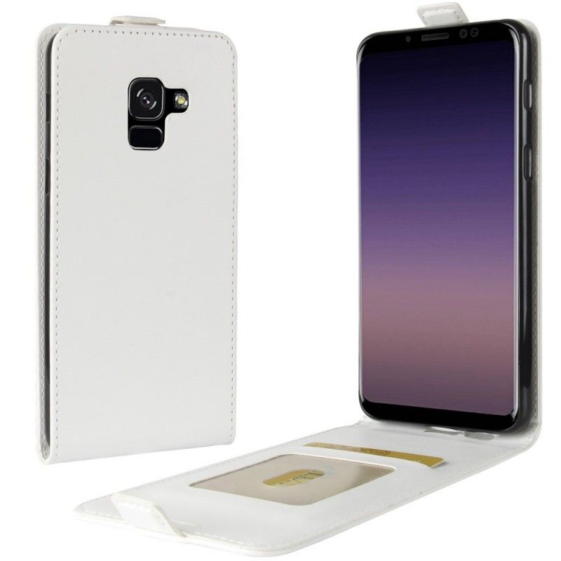 Leren Hoesje Samsung Galaxy A8 Zwart Vouwledereffect