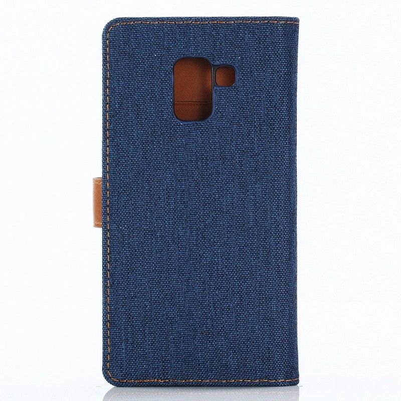 Leren Hoesje voor Samsung Galaxy A8 Donkerblauw Zwart Spijkerbroek