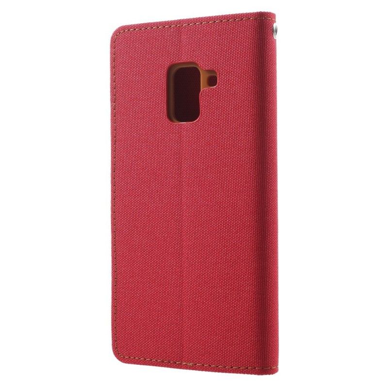 Leren Hoesje voor Samsung Galaxy A8 Rood Grijs Tweekleurig Kwik