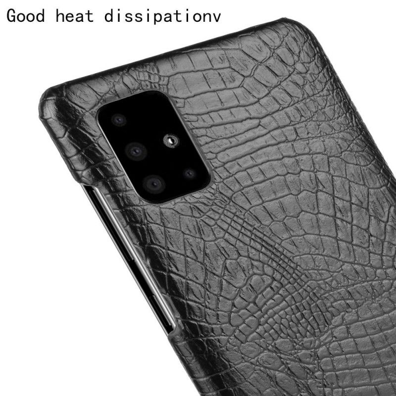 Case Hoesje Samsung Galaxy A51 5G Rood Zwart Telefoonhoesje Effect Van Krokodillenleer