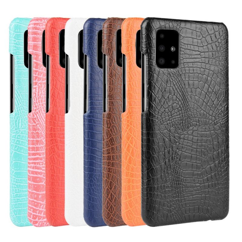 Case Hoesje Samsung Galaxy A51 5G Rood Zwart Telefoonhoesje Effect Van Krokodillenleer