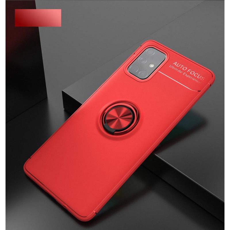 Cover Hoesje Samsung Galaxy A51 5G Rood Zwart Telefoonhoesje Roterende Ring