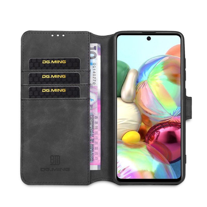 Flip Case Leren Samsung Galaxy A51 5G Grijs Zwart Retro Dg.Ming