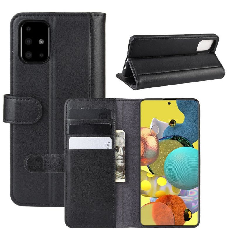 Flip Case Leren Samsung Galaxy A51 5G Koffie Zwart Splitleer